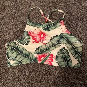 High neck bikini top small floral
